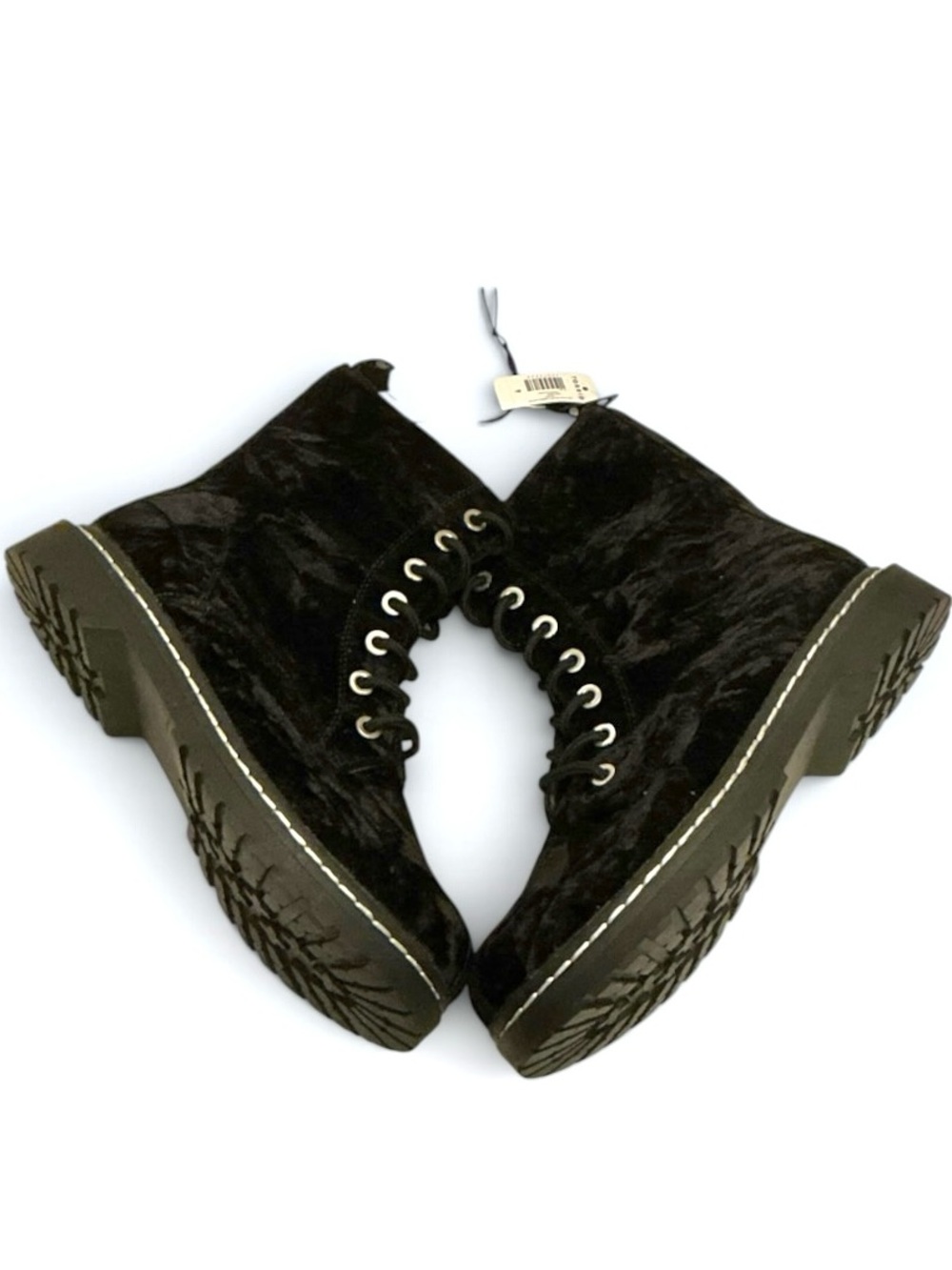 Torrid Plus Size Combat Ankle Boots Crushed Black Velvet Extra Wide Width - 9WW - Picture 10 of 16